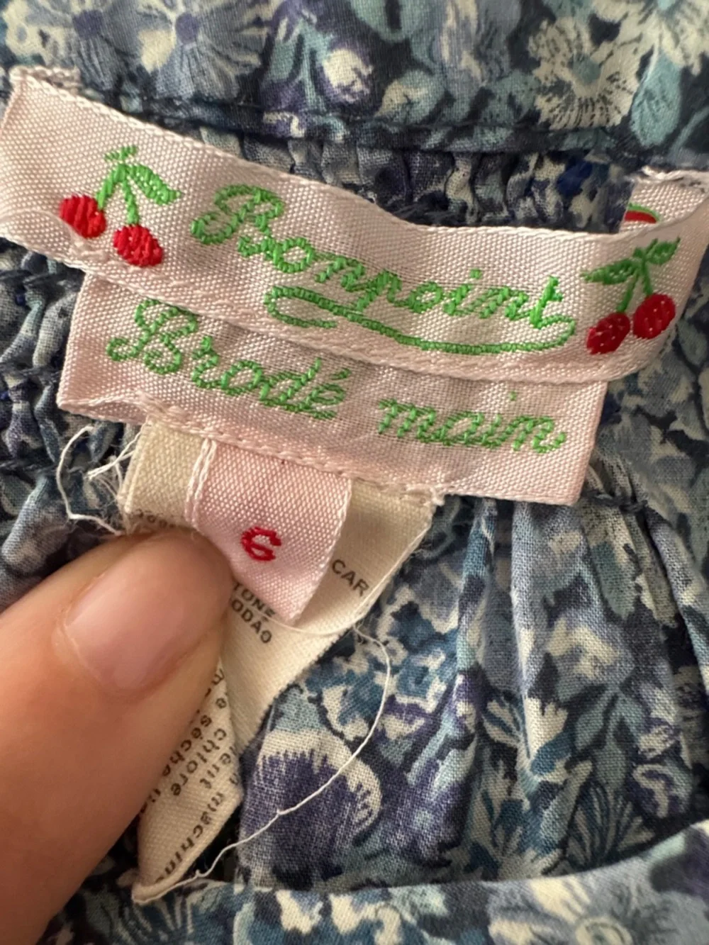 BONPOINT Girls Blue Floral Cotton Blouse Top - Size 6 Years